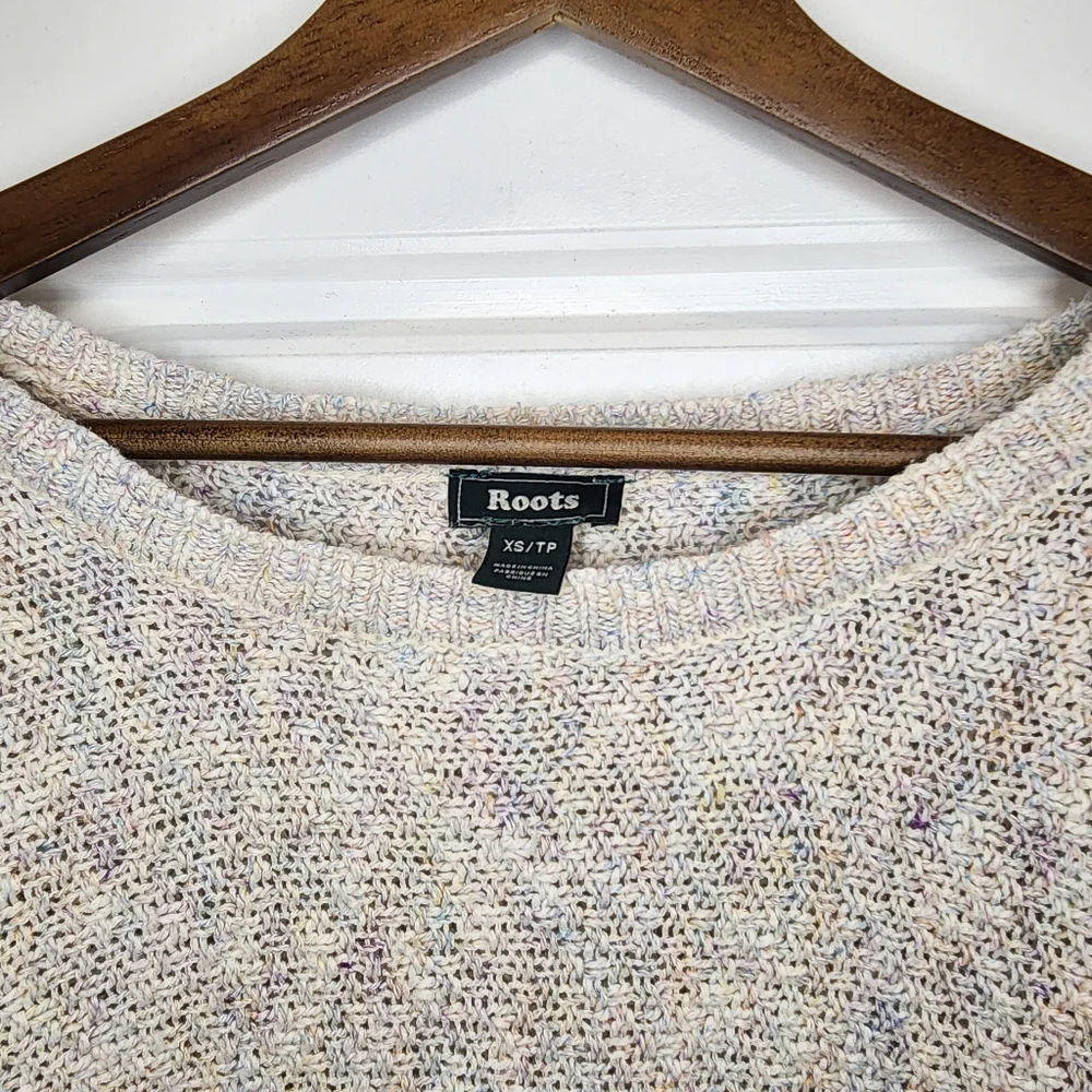XS Roots Women's Beige Light Pastel Multicolour Wide Crew Neck Sweater - Picture 3 of 6